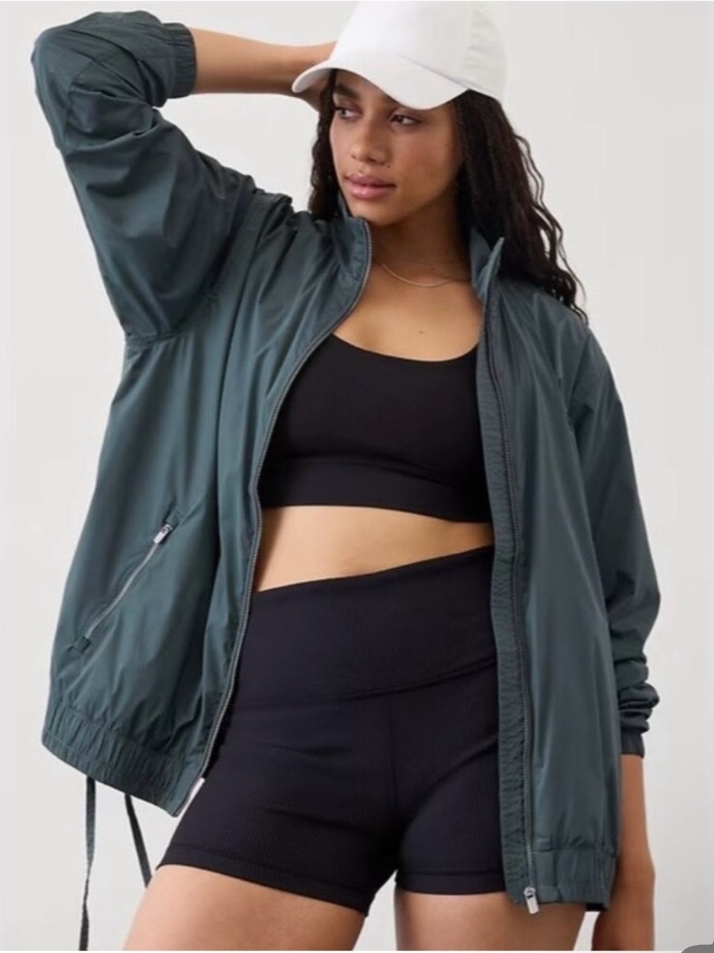 Athleta Rise Anorak in Dark Eden Green